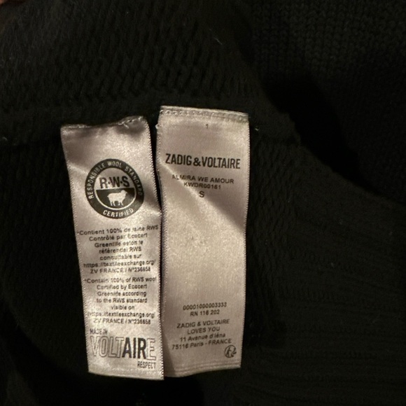 Zadig & Voltaire Amour Knitted Sweater Dress Black Turtleneck Long Sleeve Wool - Picture 4 of 9